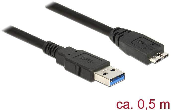 Cavo USB, lungo circa 0,5 m, con connettore USB standard su Micro-USB.