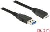 Delock Cavo USB USB 3.2 Gen1 Spina USB-A, Spina USB-Micro-B 3.0 3.00 m Nero contatti connettore dorati 85075