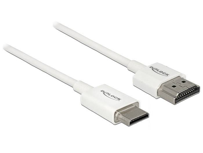 Delock HDMI Cavo Spina HDMI-A, Spina HDMI Mini-C 1.00 m Bianco 85142 UHD 4K;, contatti connettore dorati Cavo HDMI-0