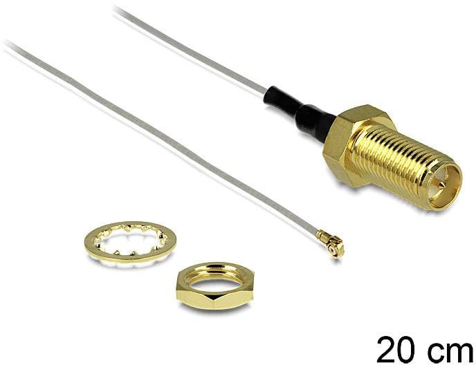Delock Antenna WLAN Cavo [1x Presa RP-SMA - 1x Spina MHF III] 20.00 cm Grigio