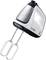 Un mixer elettrico a mano con due fruste, dal design argento e bianco.