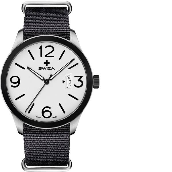 Orologi da polso - SWIZA Quarzo Orologio da polso WAT.0871.2202 (Ø) 48 mm Argento-Nero Materiale cassa=Acciaio inox Materiale - Orologi da polso - SWIZA Quarzo Orologio da polso WAT.0871.2202 (Ø) 48 mm Argento-Nero Materiale cassa=Acciaio inox Materiale -