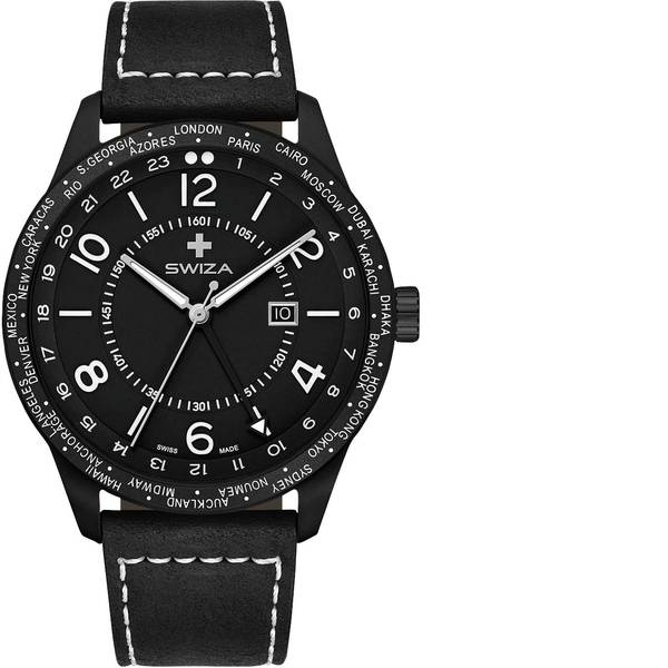 Orologi da polso - SWIZA Quarzo WAT.0872.1101 (Ø) 48 mm Nero Materiale cassa=Acciaio inox Materiale (braccialetto)=Pelle di vitello - Orologi da polso - SWIZA Quarzo WAT.0872.1101 (Ø) 48 mm Nero Materiale cassa=Acciaio inox Materiale (braccialetto)=Pelle di vitello -