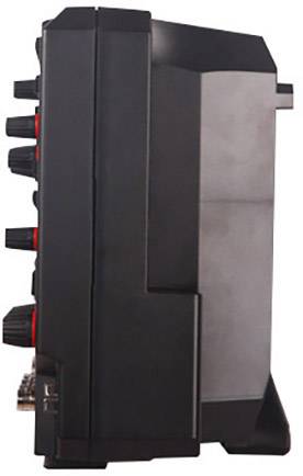 Dispositivo elettronico nero, verticale, con diversi manopole rotanti sul lato sinistro. Potrebbe essere un amplificatore.