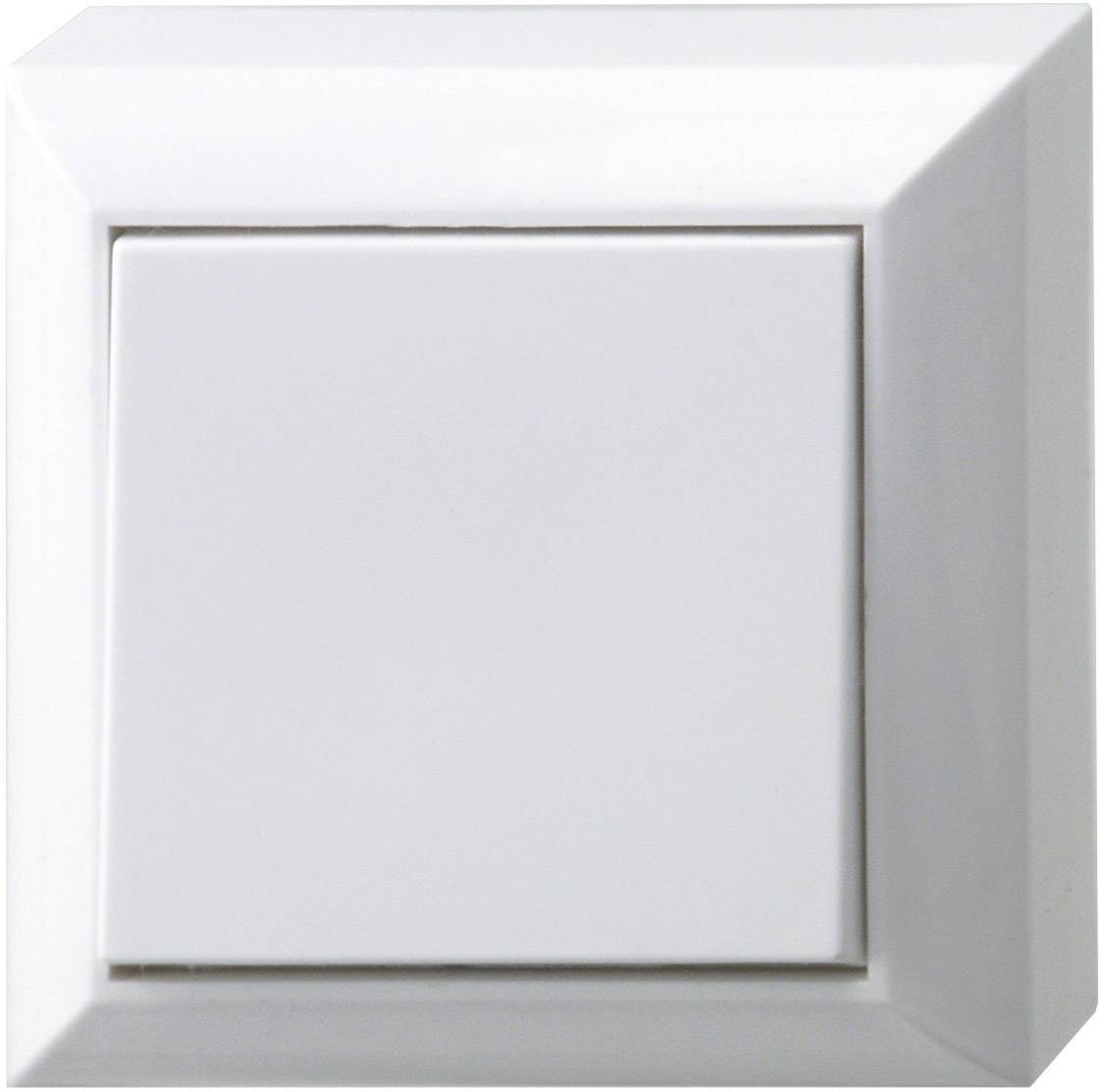 Un interruttore della luce bianco su una parete, design quadrato.