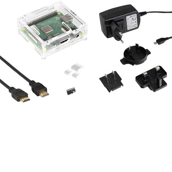 Schede di sviluppo e Single Board Computer - Raspberry Pi® 3 A+ Starter 512 MB 4 x 1.4 GHz incl. cavo di alimentazione, incl. custodia, incl. dissipatore, incl. - Schede di sviluppo e Single Board Computer - Raspberry Pi® 3 A+ Starter 512 MB 4 x 1.4 GHz incl. cavo di alimentazione, incl. custodia, incl. dissipatore, incl. -