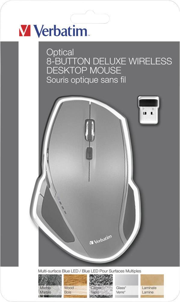 Verbatim Deluxe Mouse ergonomico Senza fili (radio) Ottico Multicolore 8 Tasti 1600 dpi Ergonomico-2