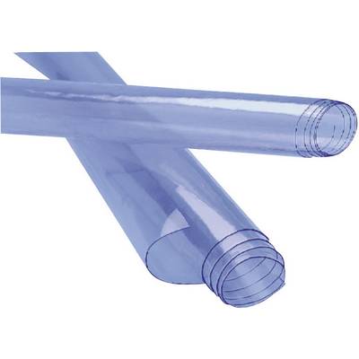 Due tubi di plastica blu, trasparenti e circolari, sono sovrapposti su uno sfondo bianco.