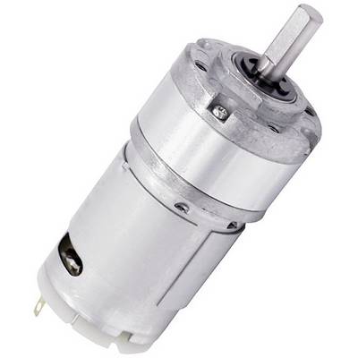 Un motore elettrico cilindrico in involucro metallico con albero motore visibile, adatto ad applicazioni tecniche o modellismo.