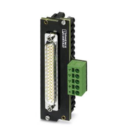 Connettore elettrico di Phoenix Contact con più terminali, utilizzato per applicazioni industriali di trasmissione di segnali.