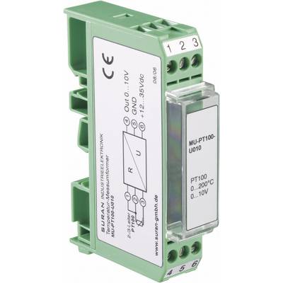 Il 'Convertitore di temperatura MU-PT100-U010' è un dispositivo compatto per la conversione dei valori del sensore PT100 in una tensione di 0-10V.
