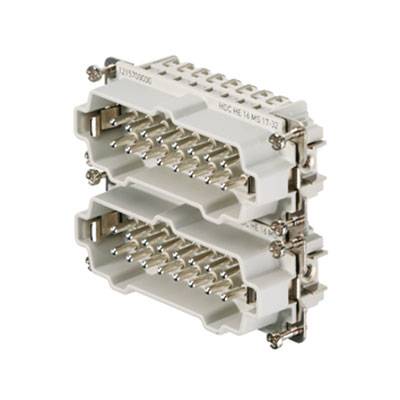 'Connettore con due file di spine metalliche, adatto per applicazioni industriali.'