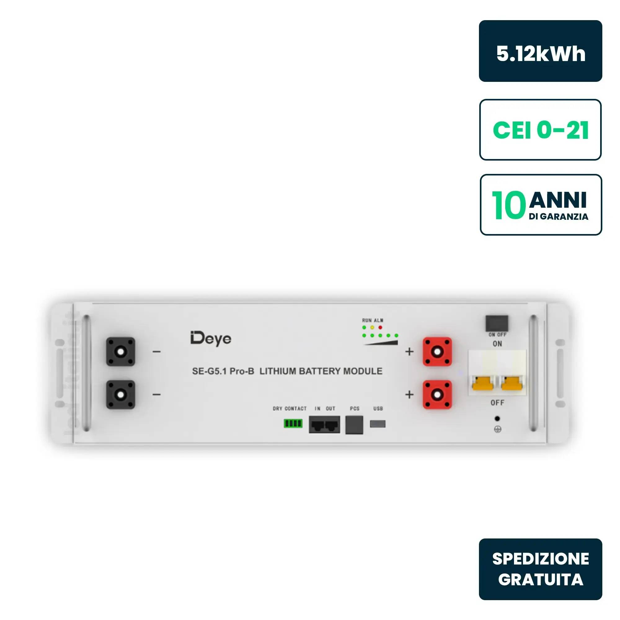 V-TAC Batteria di Accumulo Rack Deye LV 5.12kWh LFP 51.2V 100Ah 100A CEI 0-21 Bianca-0