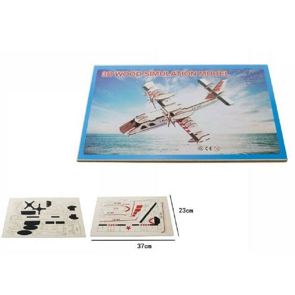 Puzzle 3d Legno Idrovolante Modellino Modellismo Collezione Gioco Bambini 07348 --1