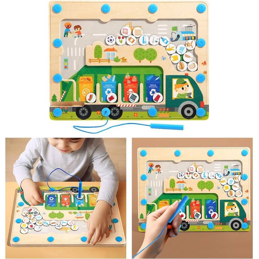 Puzzle Magnetico Per Smistare I Rifiuti Con Penna Giocattolo Educativo Per Bambini 32349 --3