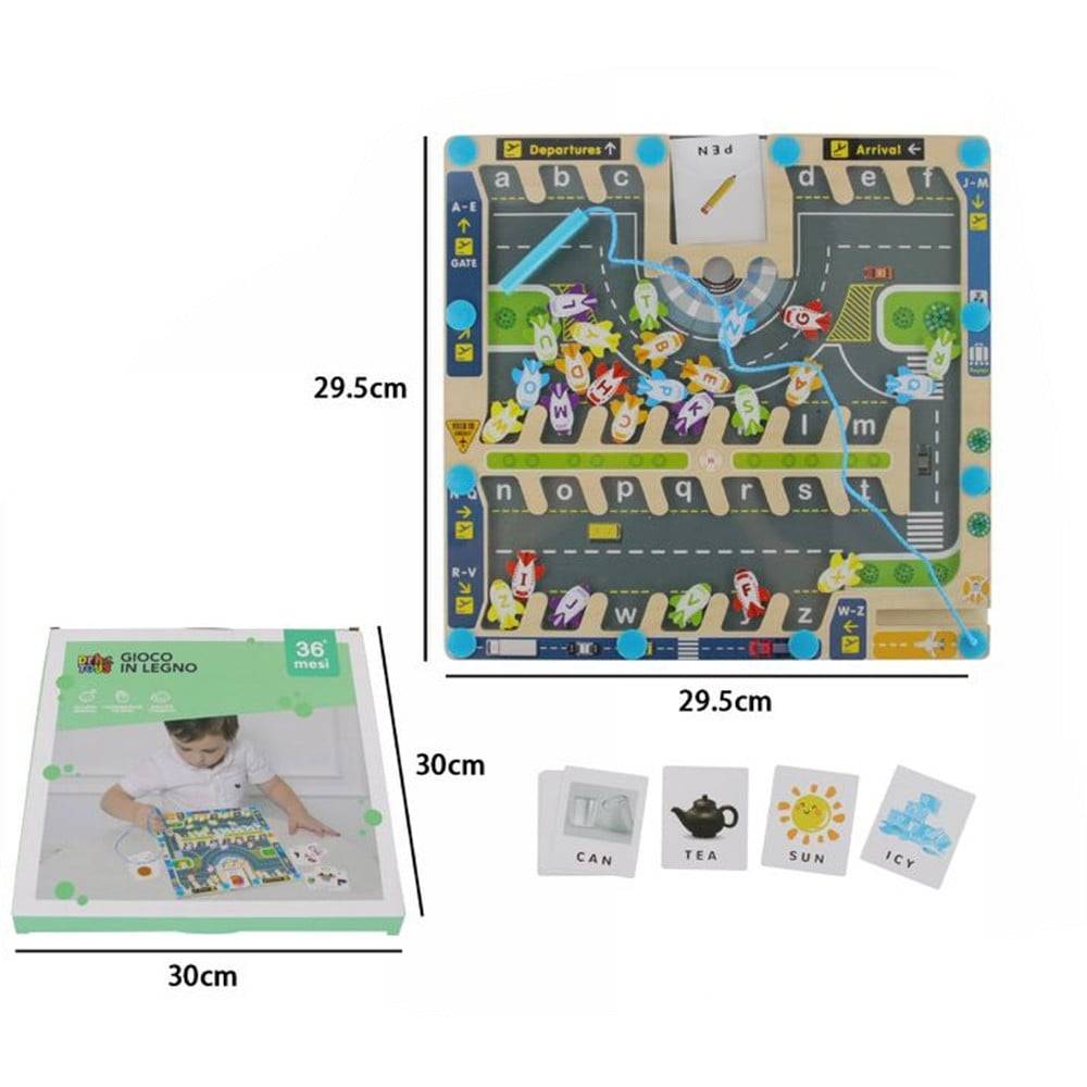 Tavoletta Didattica In Legno Con Pezzi Magnetici Aeroporto Gioco Educativo Bambini 32358 --1