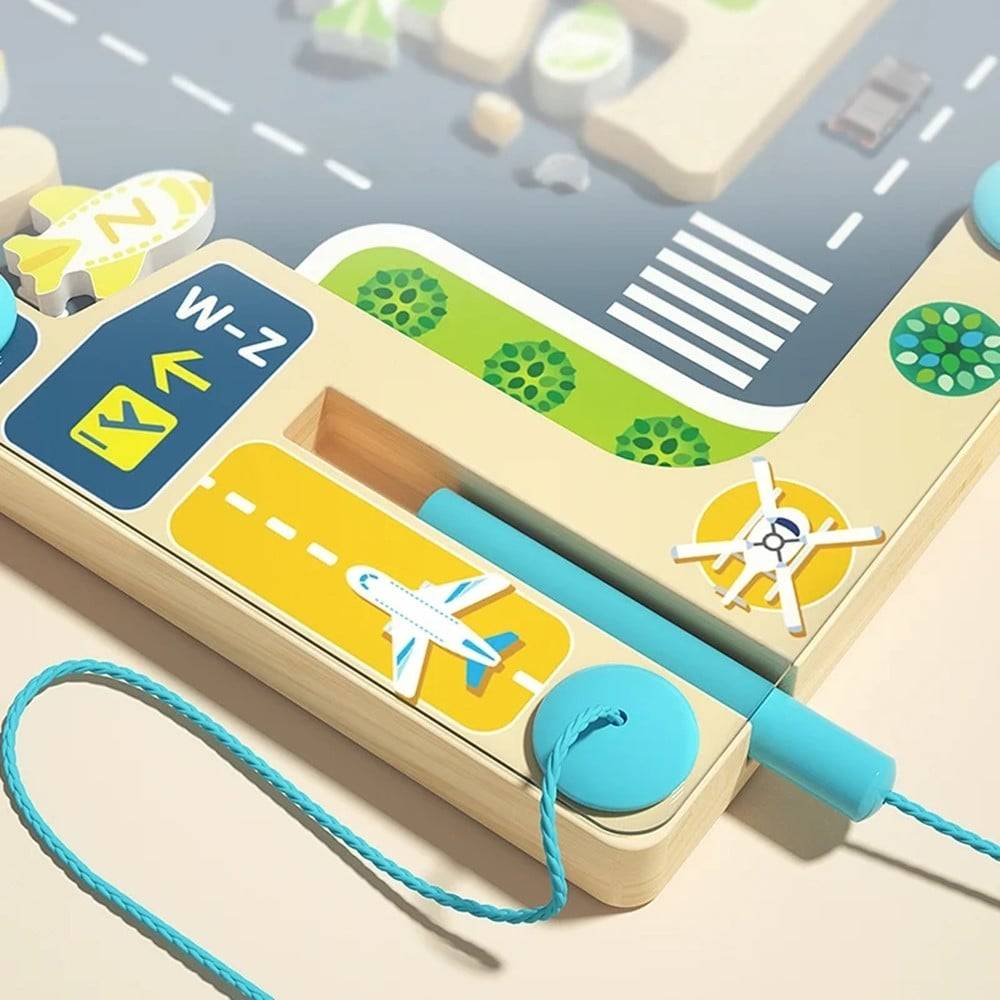 Tavoletta Didattica In Legno Con Pezzi Magnetici Aeroporto Gioco Educativo Bambini 32358 --3