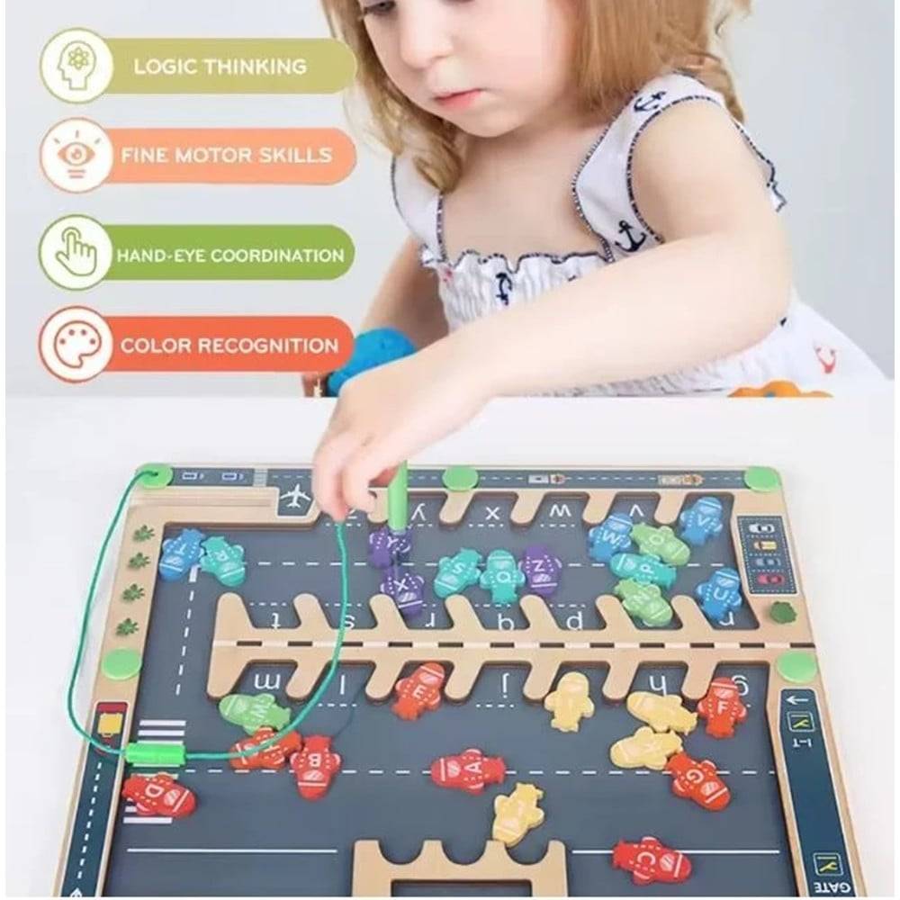 Tavoletta Didattica In Legno Con Pezzi Magnetici Aeroporto Gioco Educativo Bambini 32358 --4