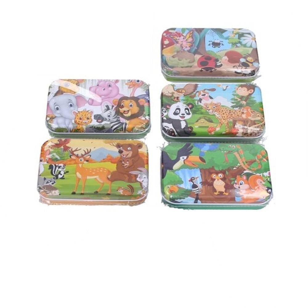 Set 2pz Puzzle Da 60pz In Scatola Latta Multicolore Tema Animali/dinosauri Bambini 53558 --3