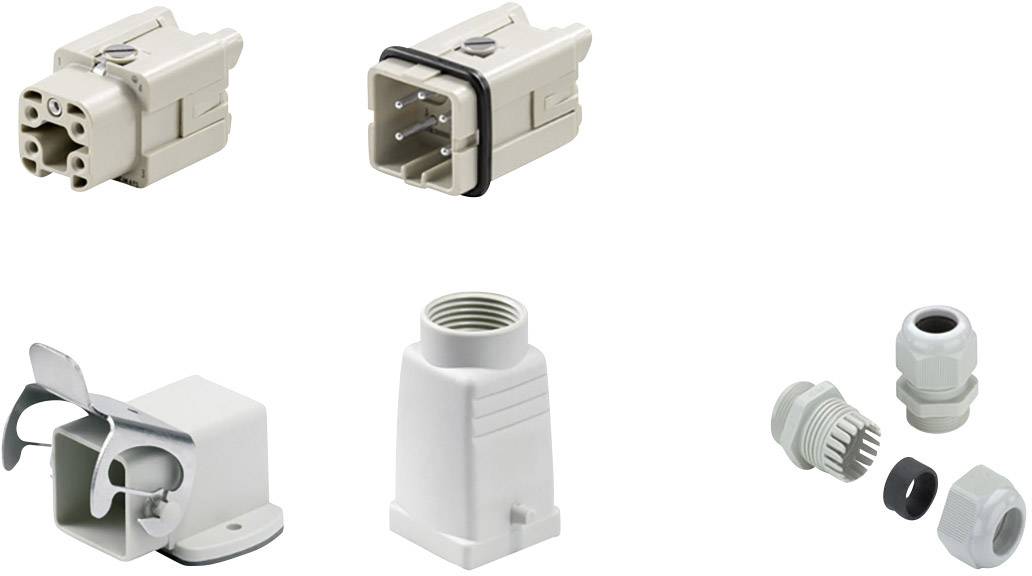 Vari connettori industriali e alloggiamenti utilizzati in installazioni elettriche.