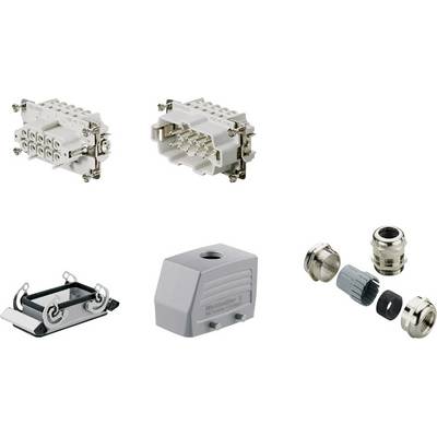 Vari connettori elettrici industriali e custodie, compresi connettori multipolari e circolari, nonché componenti accessori.