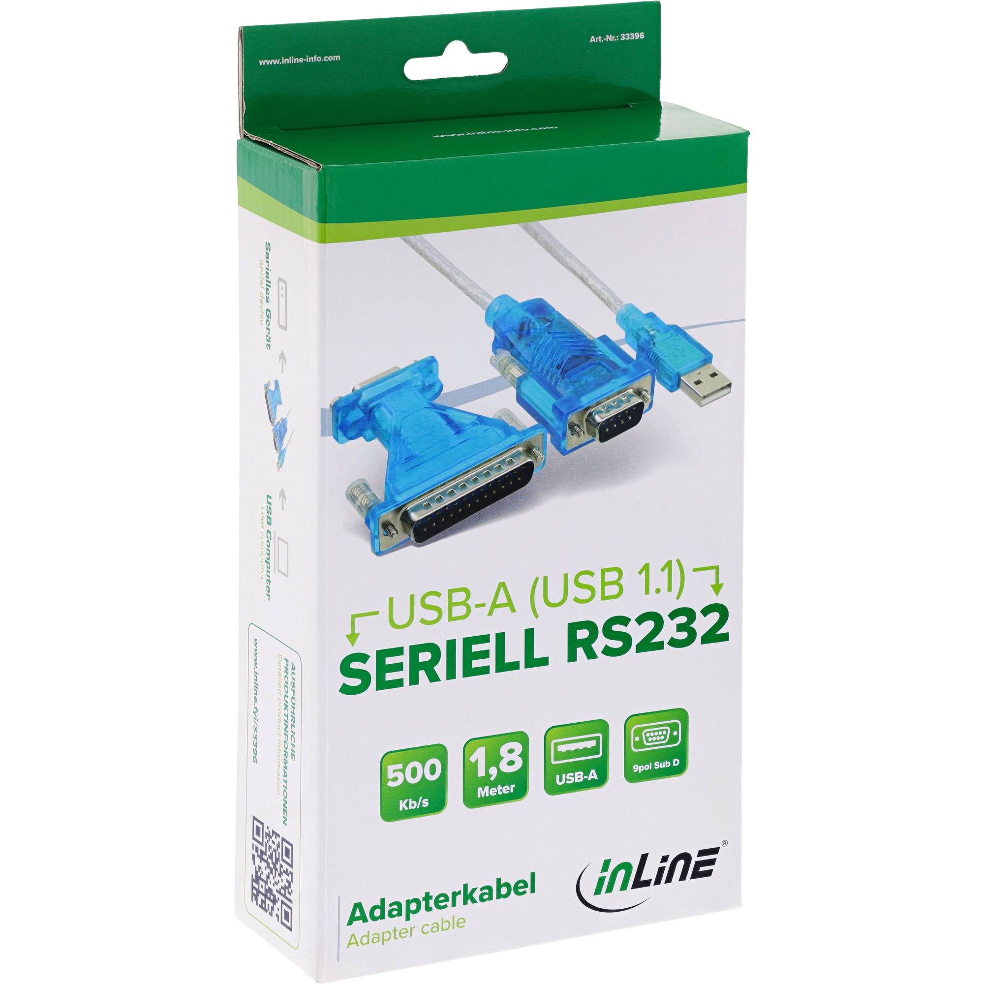 InLine USB zu Seriell Adapterkabel - USB Stecker A an 9pol Stecker - mit Adapter-1