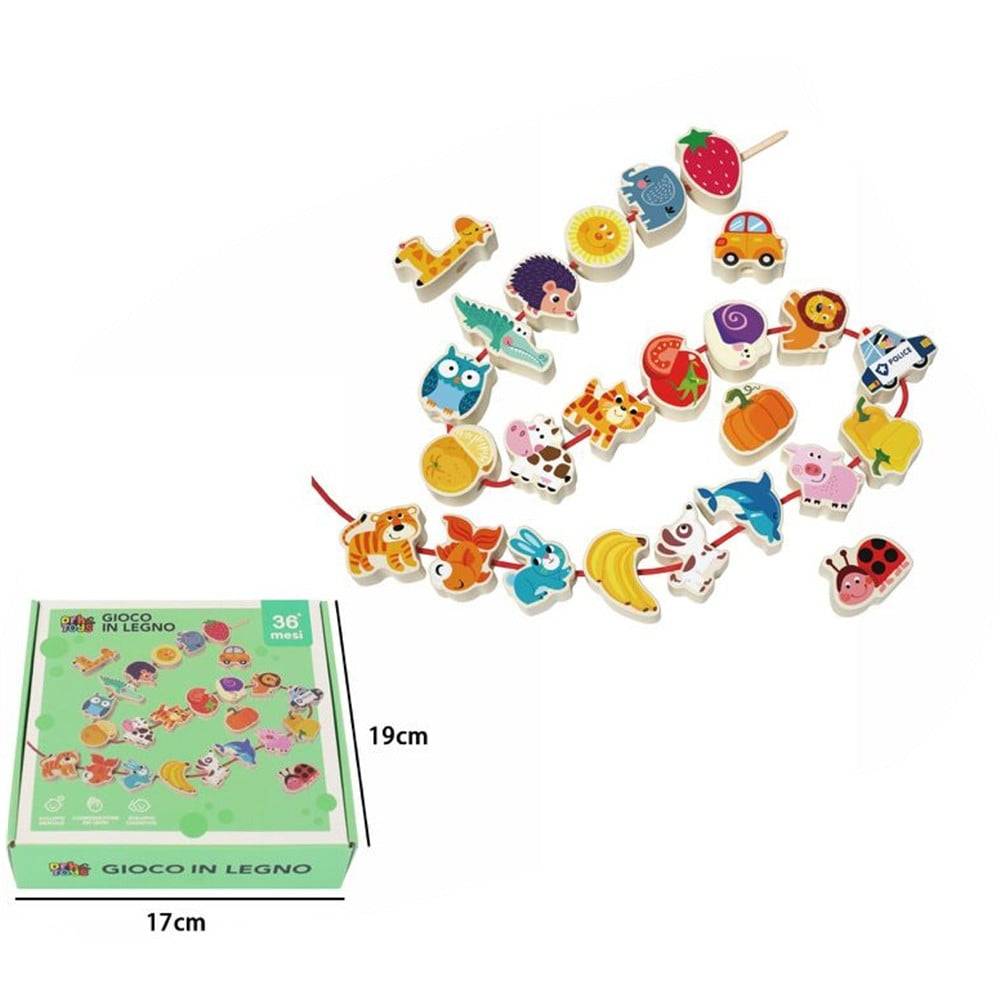 Gioco Perline Giocattolo In Legno Infilatura Educativo Abilità Motorie Bambini 32352 --1