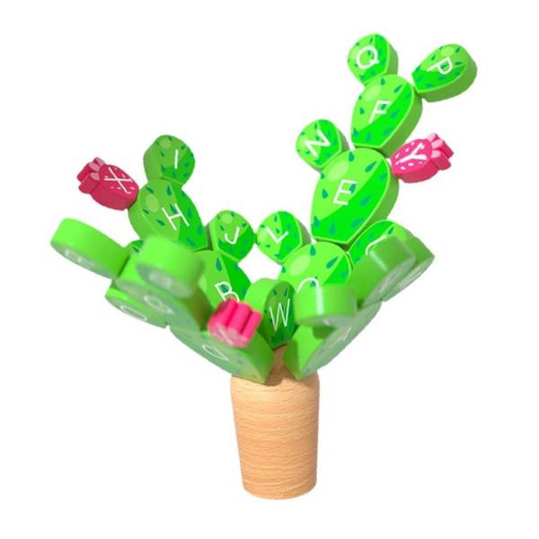 Puzzle Forma Cactus In Legno Gioco Coordinazione Per Bambini Educativo Impilabile 32354 -
