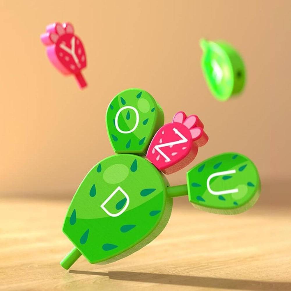 Puzzle Forma Cactus In Legno Gioco Coordinazione Per Bambini Educativo Impilabile 32354 --2