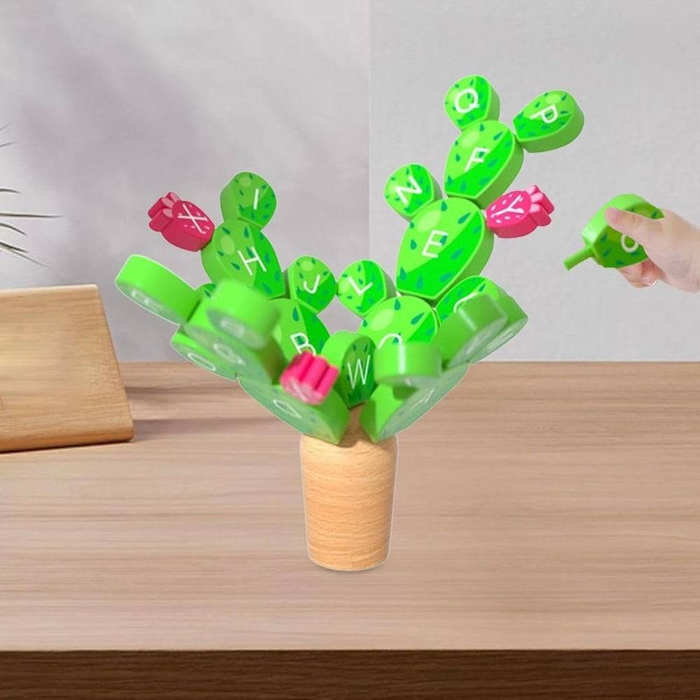 Puzzle Forma Cactus In Legno Gioco Coordinazione Per Bambini Educativo Impilabile 32354 --3