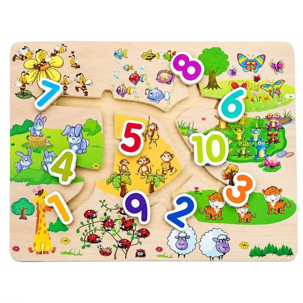 Puzzle Labirinto Legno Con Movimento Numeri Animali Giocattoli Educativi Bambini 66014 --0