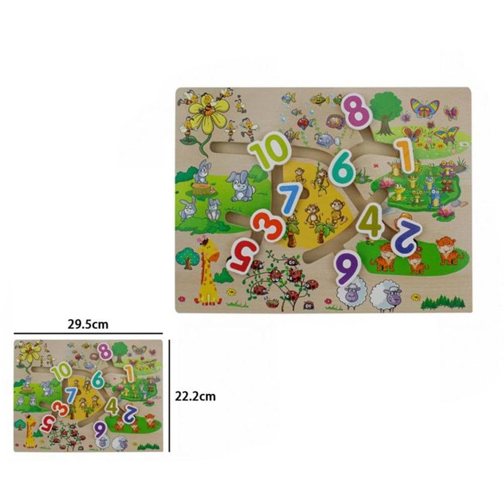 Puzzle Labirinto Legno Con Movimento Numeri Animali Giocattoli Educativi Bambini 66014 --1