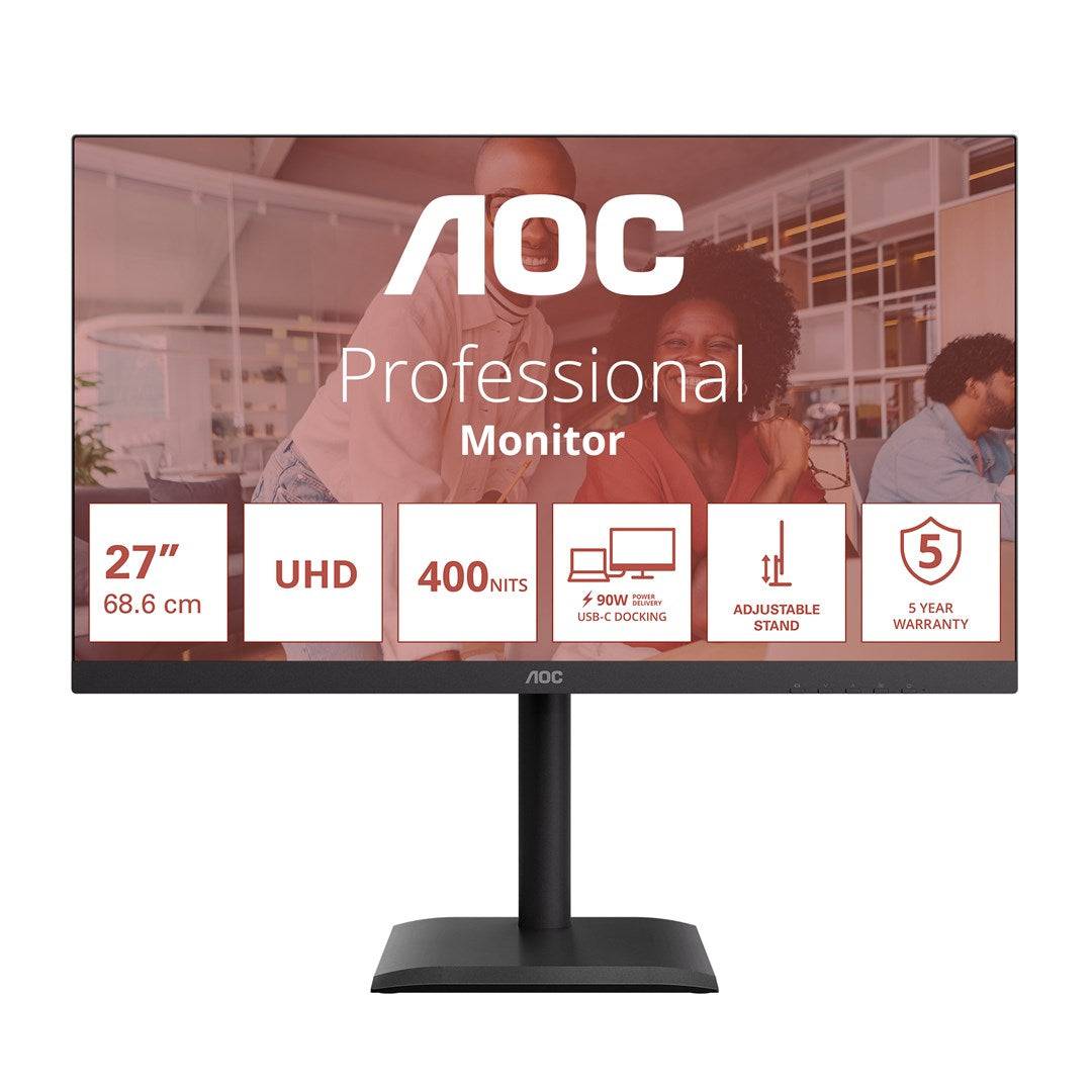 AOC E4 Series LED-Monitor 68,6 cm (27") - 3840 x 2160 4K UHD 2160p @ 60 Hz - IPS 400 cd/m² - 1200:1 - 4 ms - 2xHDMI Disp-1