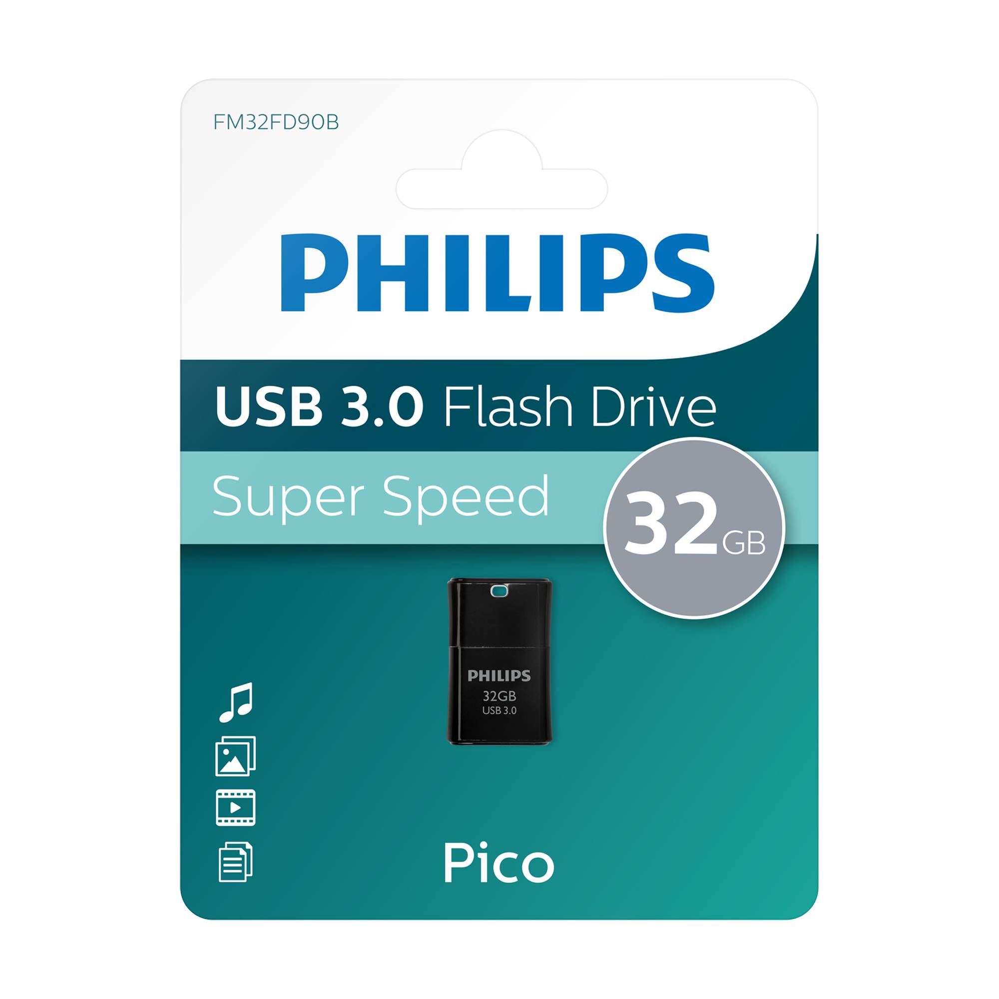 Philips USB 3.0 32GB Pico Black (FM32FD90B/00)-0