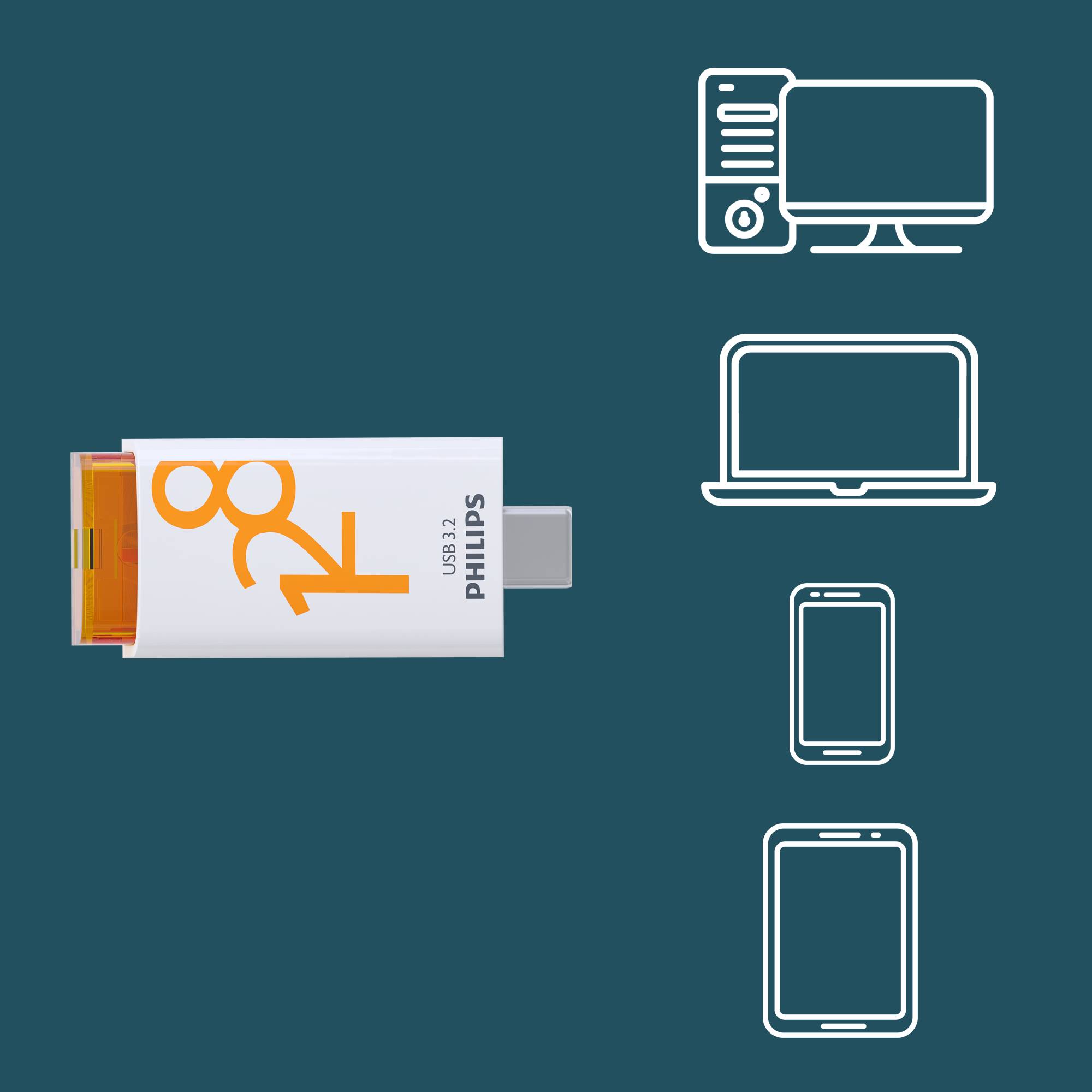 Philips USB 3.2 128GB Click Series Gen 1 USB-C - USB-Stick - 128 GB (PHUSB128GCLICKU3C)-1
