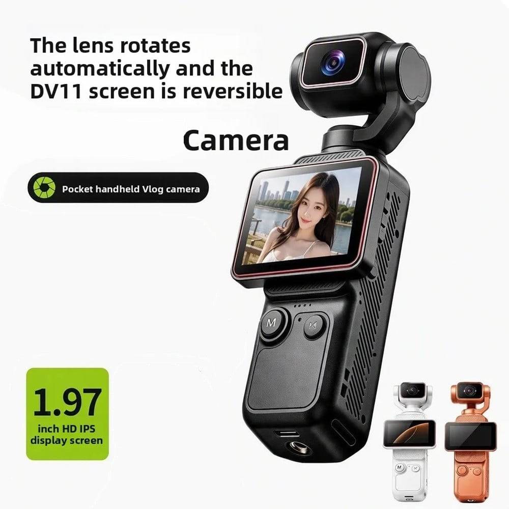 Videocamera Ultra Hd Tascabile Vlog Obiettivo Ruotabile Schermo Orientabile Portatile Dv11 --3