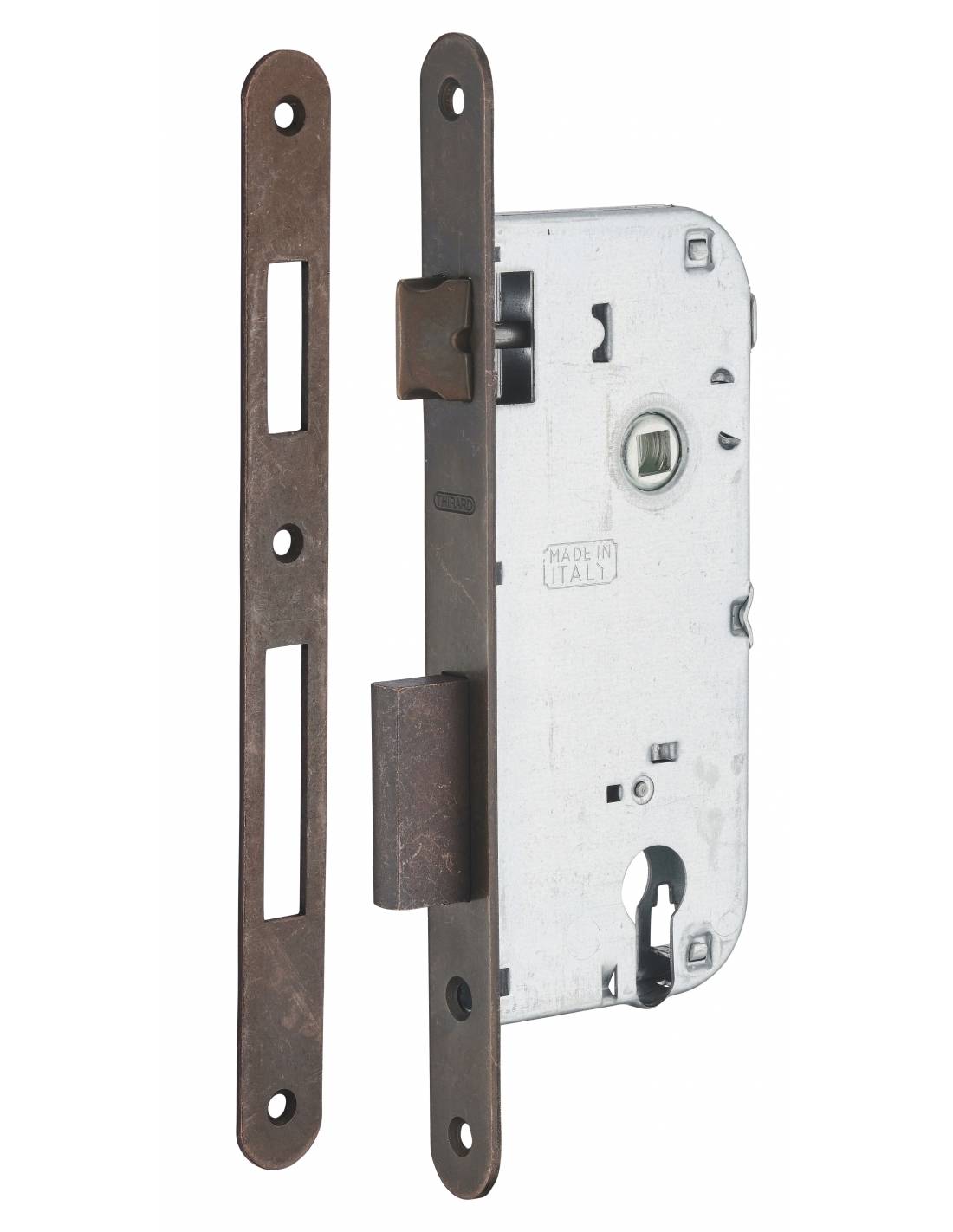 Cassa serratura per cilindro europeo, asse 45 mm, interasse 90 mm, frontale bronzo – THIRARD-2