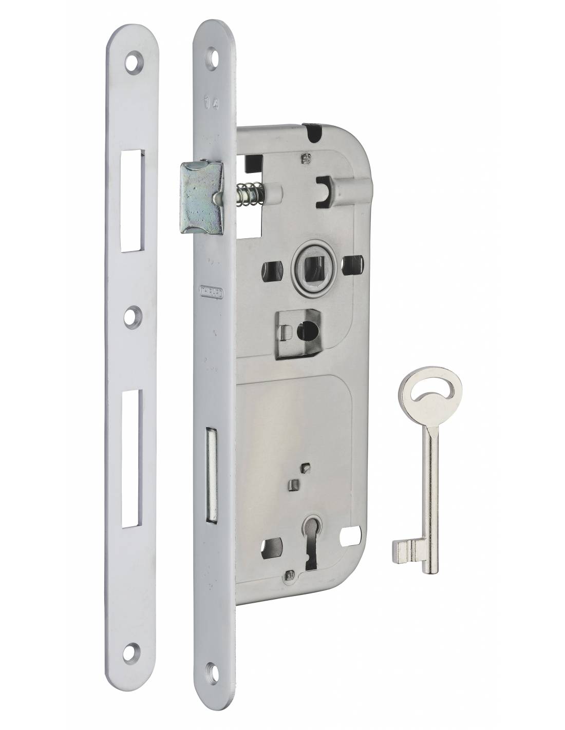 Serratura patent versione BR, asse 40 mm, interasse 90 mm, frontale cromato opaco, 1 chiave – THIRARD-0