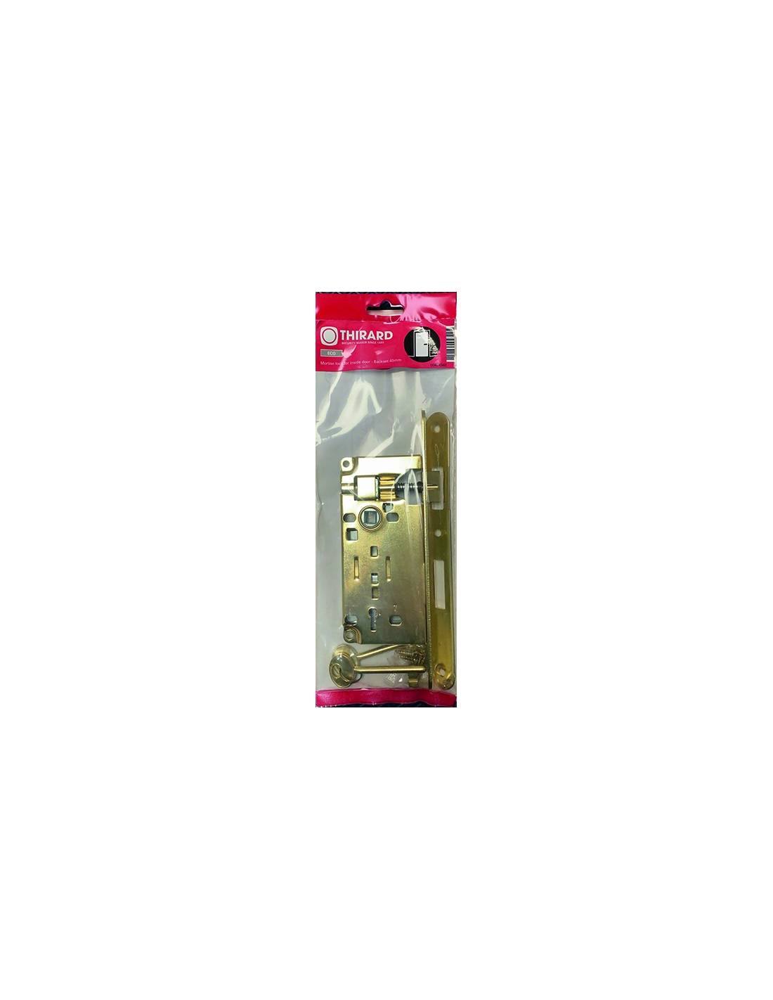 Serratura ECO da incasso, asse 45 mm, interasse 75 mm, frontale ottonato, 2 chiavi – THIRARD-1