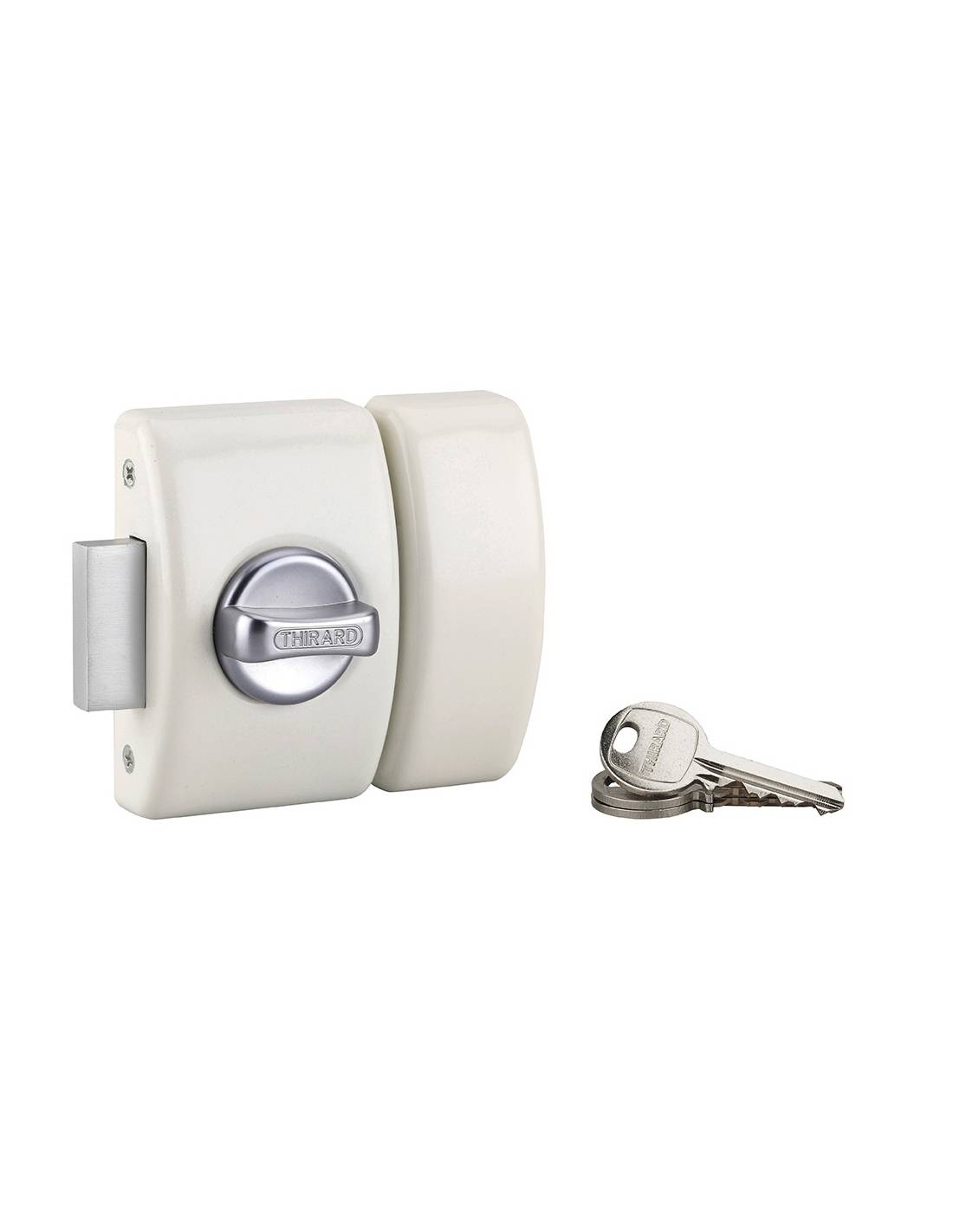 Chiavistello di sicurezza DESIGN 45 mm con cilindro a 5 perni, bianco, 3 chiavi – THIRARD-0
