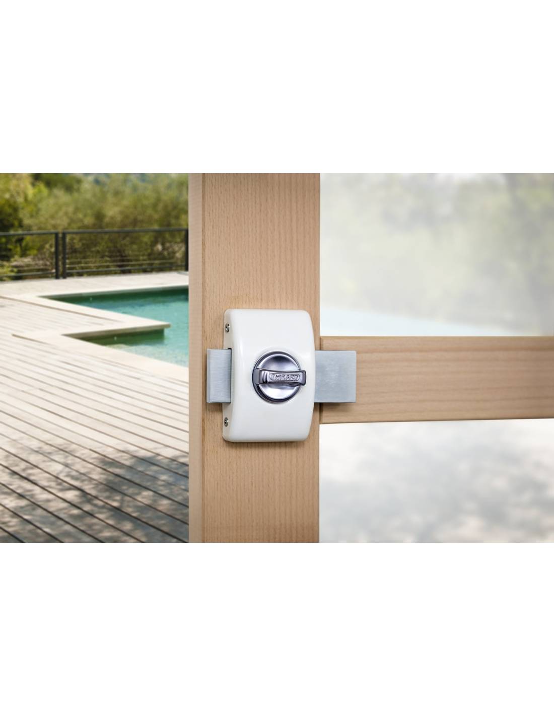 Chiavistello di sicurezza DESIGN 45 mm con cilindro a 5 perni, bianco, 3 chiavi – THIRARD-1