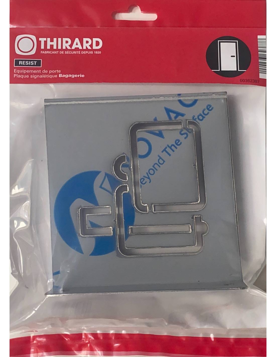 Targa segnaletica >, acciaio inox spazzolato, 120 x 120 mm, con bordo ripiegato – THIRARD-1