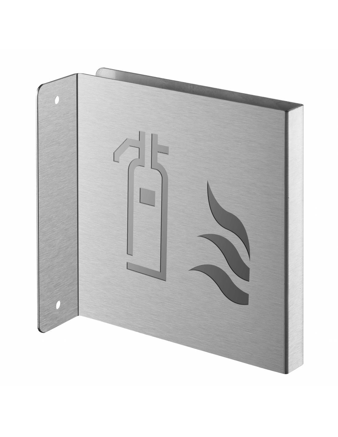 Targa segnaletica >, acciaio inox spazzolato, 120 x 120 mm, con bordo ripiegato – THIRARD-0