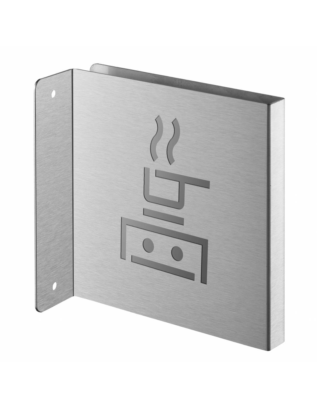 Targa segnaletica >, acciaio inox spazzolato, 120 x 120 mm, con bordo ripiegato – THIRARD-0