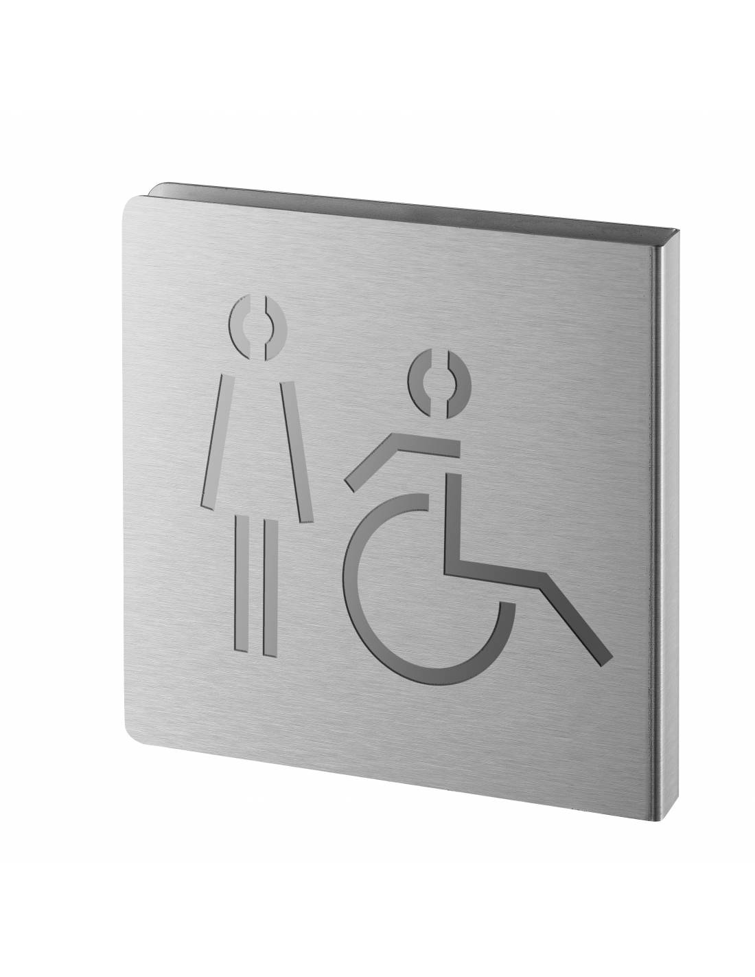 Targa segnaletica >, acciaio inox spazzolato, 120 x 120 mm, sagomata – THIRARD-0