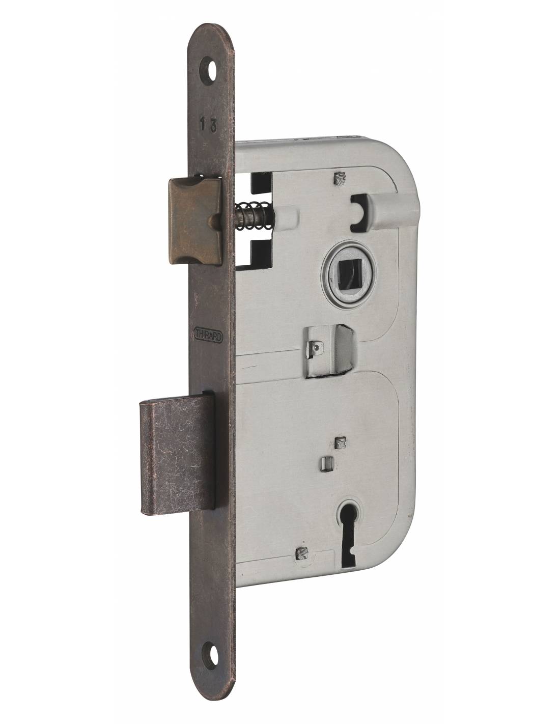 Serratura patent versione BR, asse 45 mm, interasse 70 mm, frontale bronzo, 1 chiave – THIRARD-2
