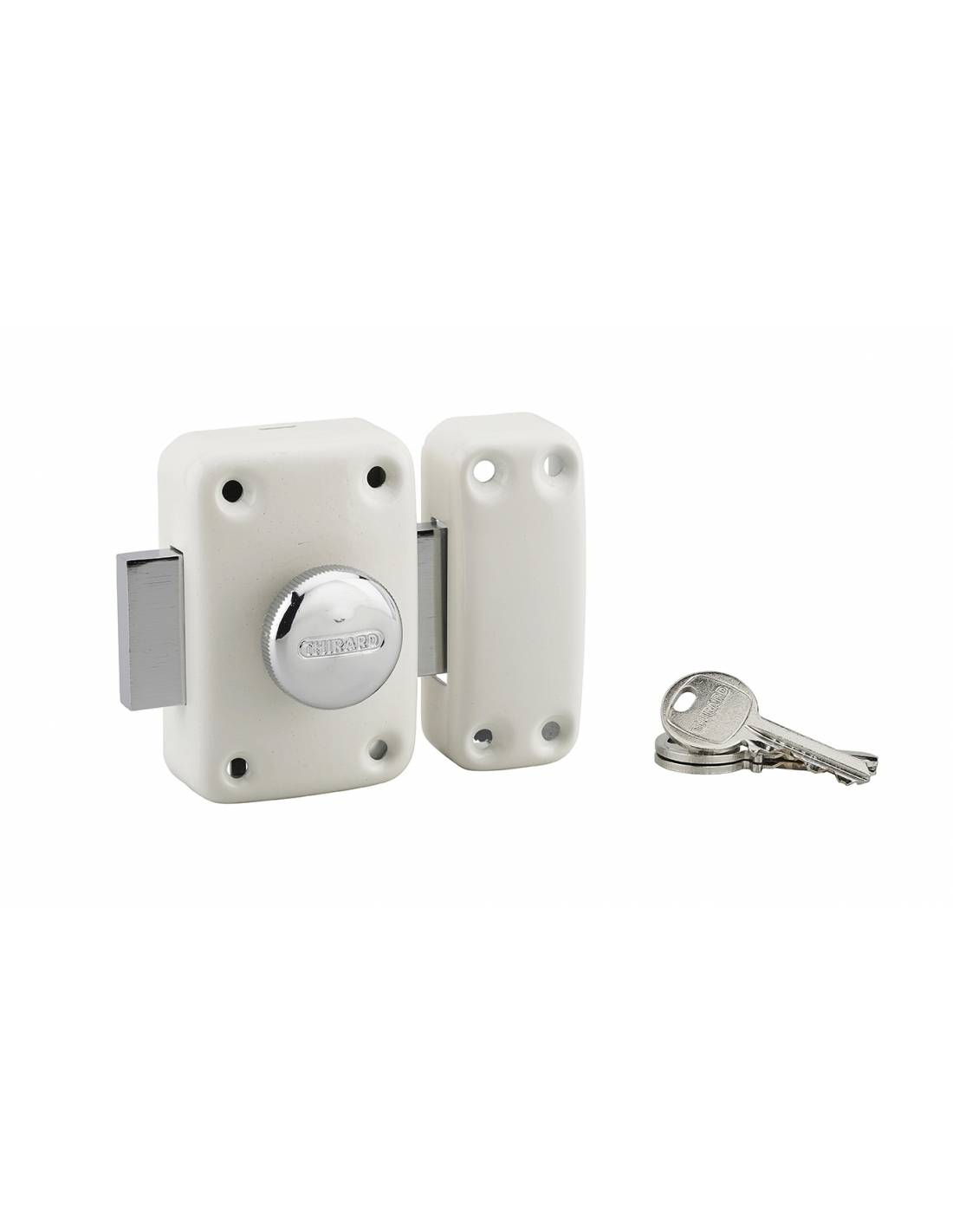 Chiavistello APACHE con pomolo e cilindro 45 mm, bianco, 3 chiavi – THIRARD-0