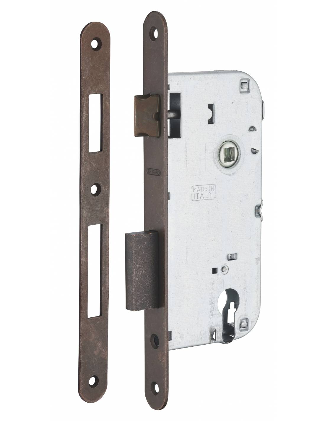 Cassa serratura per cilindro europeo, asse 50 mm, interasse 90 mm, frontale bronzo – THIRARD-3