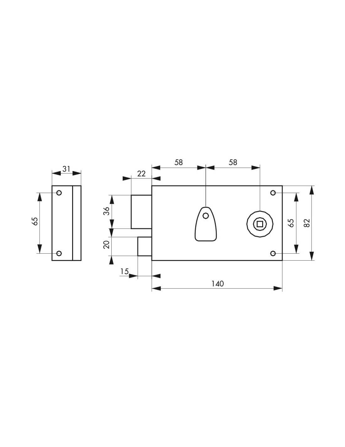 Serratura PDT con mezzo giro 140 x 82 mm, sinistra, 1 chiave – THIRARD-1