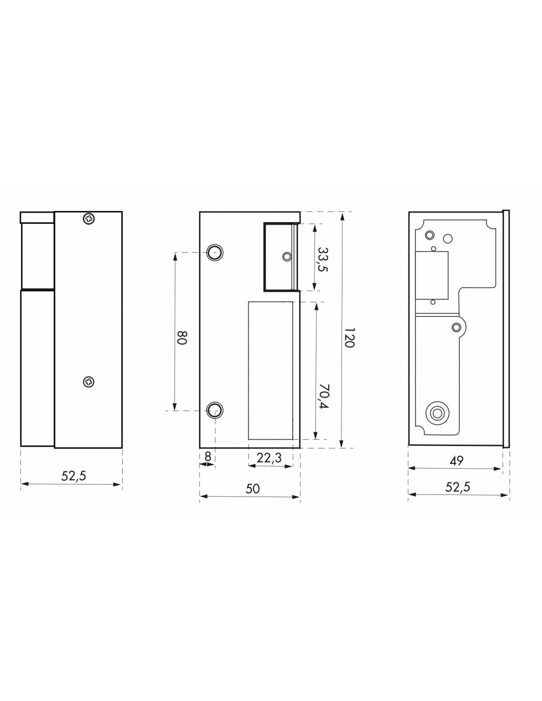 Incontro elettrico 12–24 V AC/DC per serratura verticale, destro – THIRARD-1